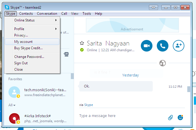 where is the menu bar on the new version of skype