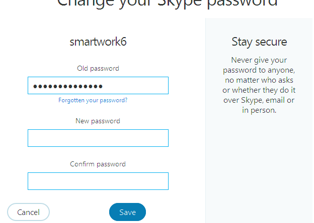 how to change skype password on s7 edge